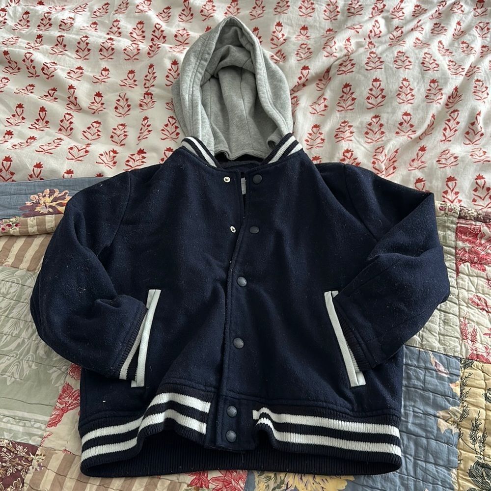 Gap wool letterman-style jacket with cotton hoodie.